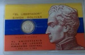 Moneda Conmemorativa Simon Bolívar Plata Pura