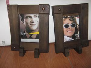 Portarretratos con marco en madera envejecida, nuevos