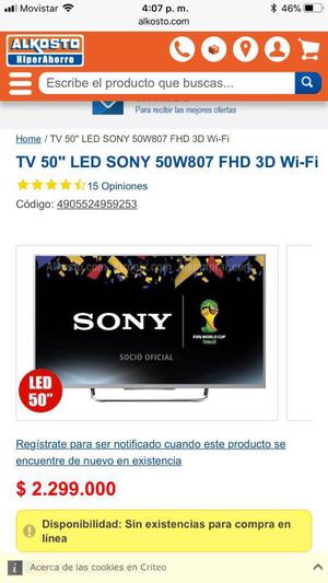 TV Sony Smart 50” 3D FHD WIFI