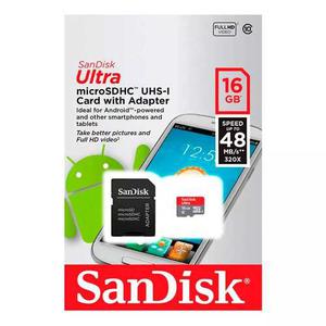 Memoria Micro Sd 16gb Sandisk Clase mb/s Nueva Garantia