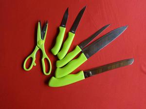 Set de 5 cuchillos tijeras en acero inoxidable con estuche