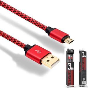 Cable Celular Android Micro Usb 3mt Cable Trenzado Ldnio