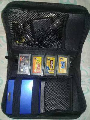 Game Boy Advance Sp, 4 Juegos, Cargador, Y Estuche.