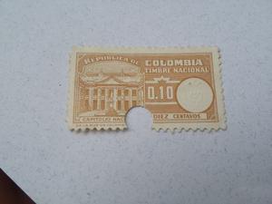 10 Centavos Timbre Nacional Capitolio República De Colombia
