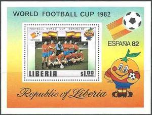Estampilla World Football Cup Espana 82. Liberia