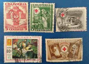 Lote Estampillas Colombia, Cruz Roja, Medicina