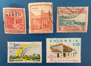 Lote Estampillas Colombia, Paisajes Típicos Históricos