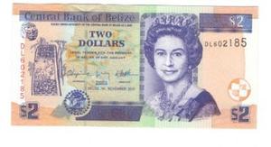 Billete Belize 2 Dollars 1 Nov  Unc