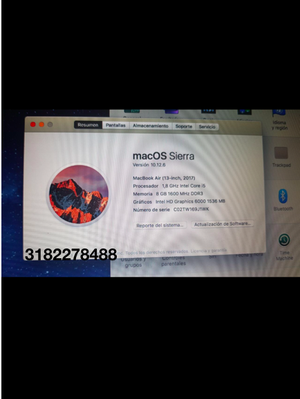 MacBook Air 13 pulgadas i5 4RAM 128 DISCO DURO