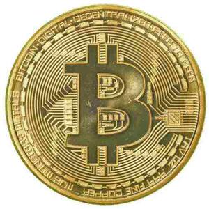 Moneda Conmemorativa Bitcoin Dorada En Estuche