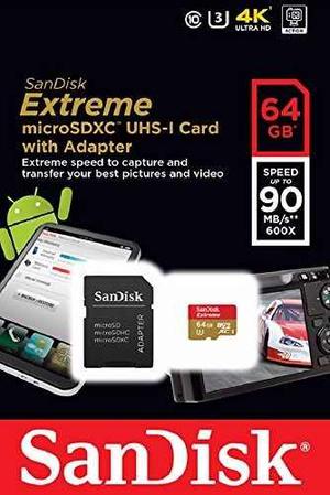 Memoria Micro Sd 64gb Sandisk Extreme Camara Gopro Sj 90mb/s