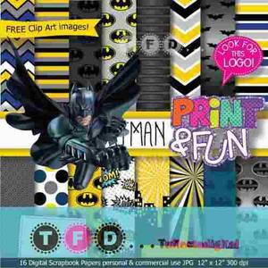 Kit Imprimible Papel Digital Batman Fondos Clipart Scrapbook