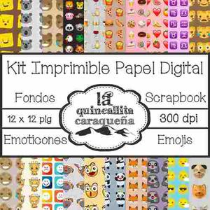 Kit Imprimible (fondos, Scrapbook) De Emojis & Emoticones