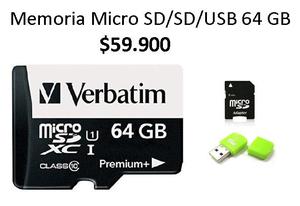 Memoria Micro SD/SD/USB de 64 GB