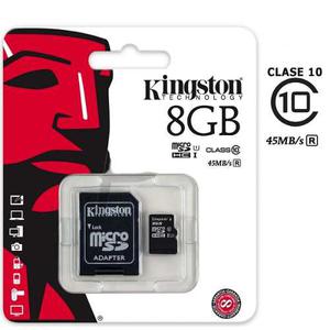 Memoria Micro Sd 8gb Kingston + Adaptador Sd Clase 10