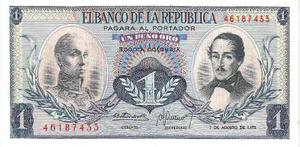 Billete Colombia 1 Peso Oro 7 Agosto  *unc*