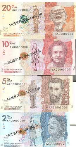 Set nueva familia de billetes Colombia sin valor comercial