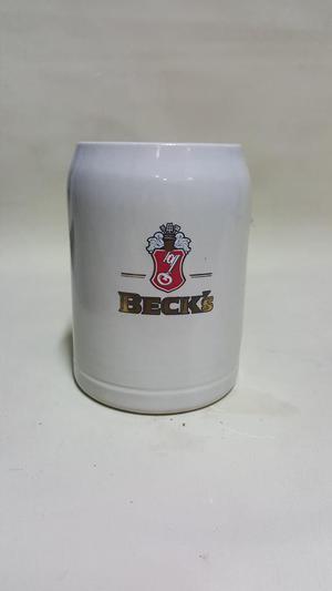 VASO CERVECERO ANTIGUO DE COLECCIÓN BECKS EN PORCELANA