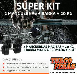 Super kit 2 Mancuernas Pesas BARRAS 20 KG