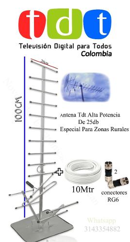 Antena Tdt Alta Potencia 25dbi Para Zonas Rurales Y Urbanas