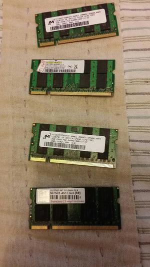 Memorias 2gb y 1 gb ddr2 para portátil