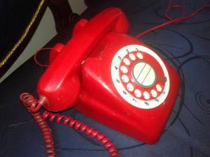 Antiguo Teléfono De Mesa Rojo Super Bonito Funcionando