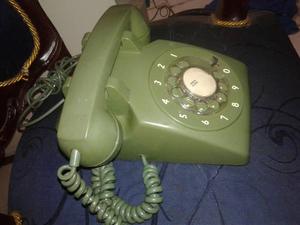 Teléfono Antiguo De Mesa Itt Verde Funcionando