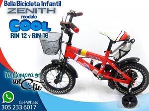 Bicicleta Infantil con cesta y Termo modelo COOL. Rin 12 y