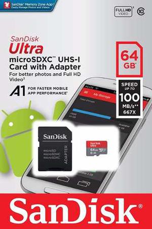 Memoria Micro Sandisk Ultra 64g Full Hd 100mb/s