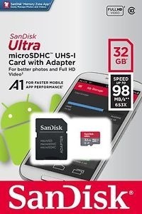 Memoria Microsd 32gb Sandisk Ultra Para Cmara 98 Mb Clase 10