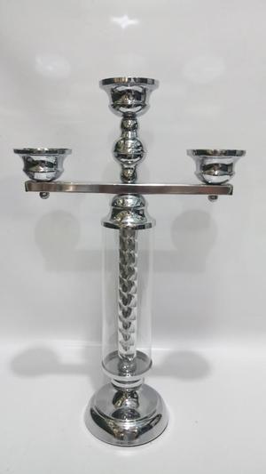 Candelabro Italy Pie Cromado Y Cristal