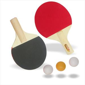 Raquetas De Ping Pong Con Tres Pimpones Color Rojo Negro