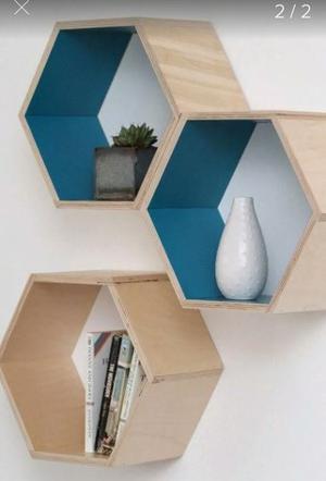 Repisa Decorativa Hexagonal Geométrica 3 Unidades.