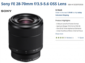 Sony FE mm f/ OSS Lens