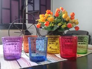 Set de 6 vasos de vidrio en colores NUEVOS