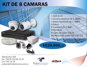 KIT DE 8 CAMARAS MARCA DAHUA