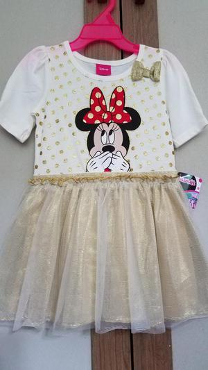 Vestido Tutu Minnie Mouse Niña Tallas 2T 5T Color Dorado
