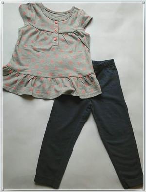 Set pantalón y blusa gris estampada talla 18 meses