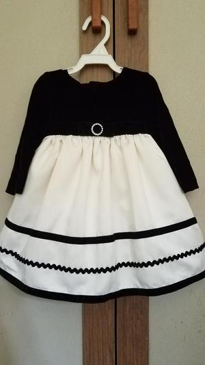 Vestido Elegante Negro Blanco Para Niña Talla 18 Meses