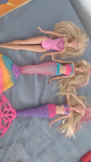 Barbie sirena que ilumina, barbie sirena burbujas y barbie