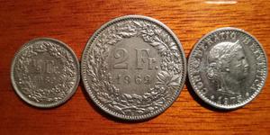 Set de Monedas Suizas 69 Y75