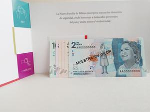 Set nueva familia de billetes Colombia sin valor comercial