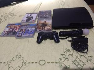 Playstation 3 Slim, 5 Juegos, 1 Control