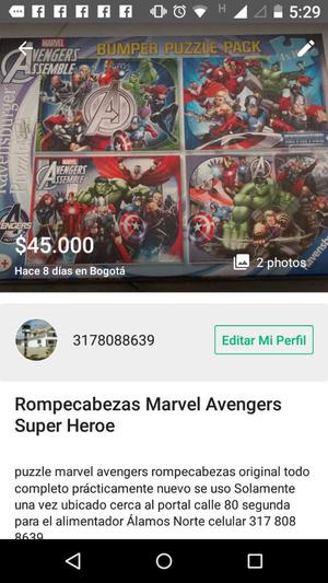 Rompecabezas Marvel Avengers Super Héroe