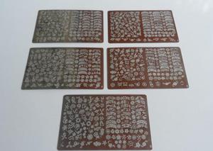 5 placas con diseños en acero para decoración de uñas