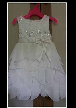 Vestido Blanco Elegante Para Niña Talla 3t a 4t Exclusivo