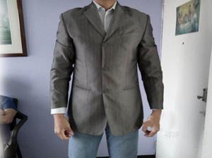 Chaqueta blazer gris brillante plata de alta calidad slim