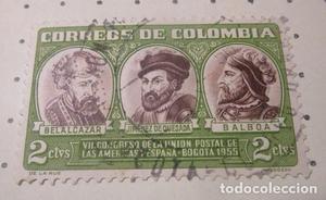 ESTAMPILLA 2 CTVS COLOMBIA VII CONGRESO DE LA UNION POSTAL