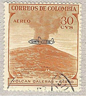 ESTAMPILLA 30 CTVS COLOMBIA VOLCAN GALERAS PASTO UNIFICADO