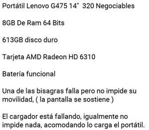 Lenovo 14 8gb Ram 300 Negociables